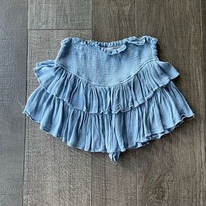 American Threads Blue Ruffle Mini Skirt